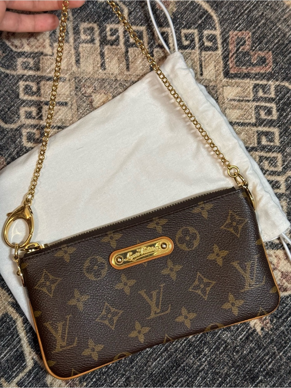 Louis Vuitton Monogram Brown Chain Pochette Milla